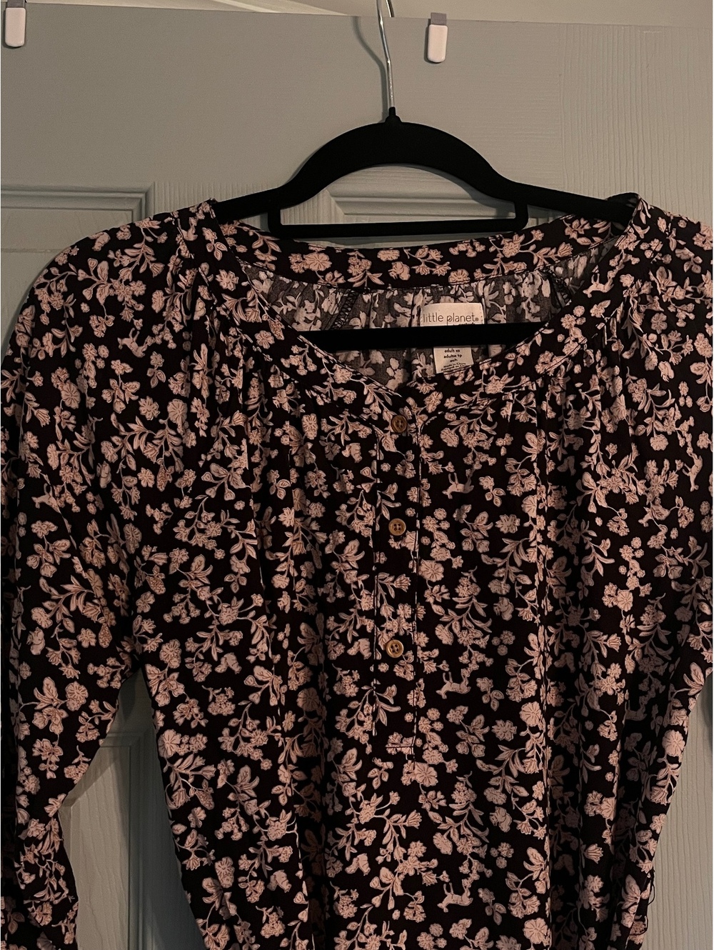 Little Planet Women's Black and Beige Floral Midi Dress with Tie Waist